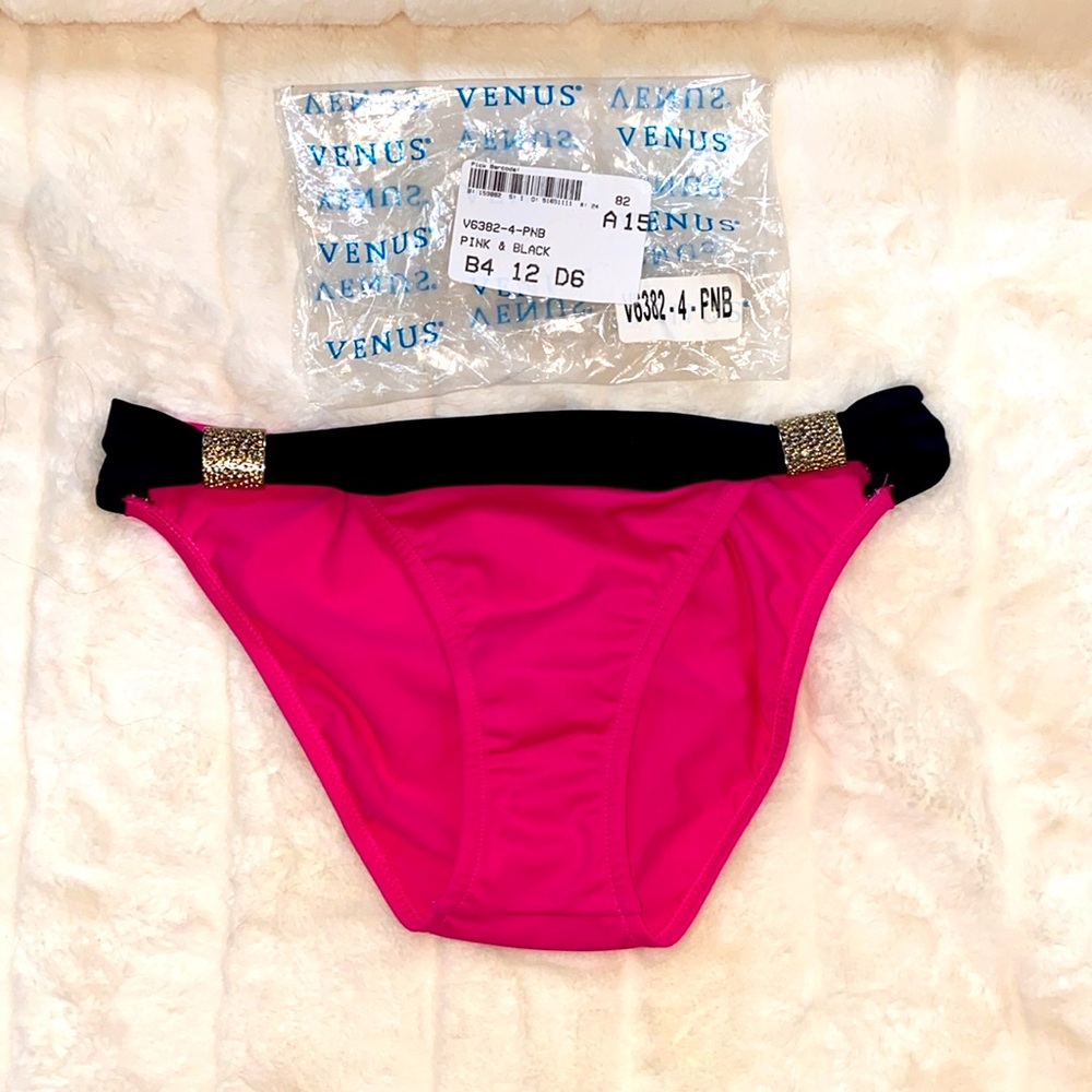 VENUS Pink and Black Bikini Bottom Sz 4